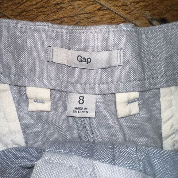 Gap khaki blue front linen cotton flat front size 8 shorts - Picture 4 of 4